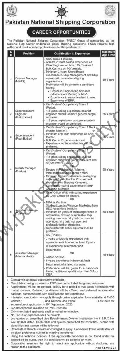 Pakistan National Shipping Corp PNSC Jobs 03 September 2023 Dawn 410x1200 1