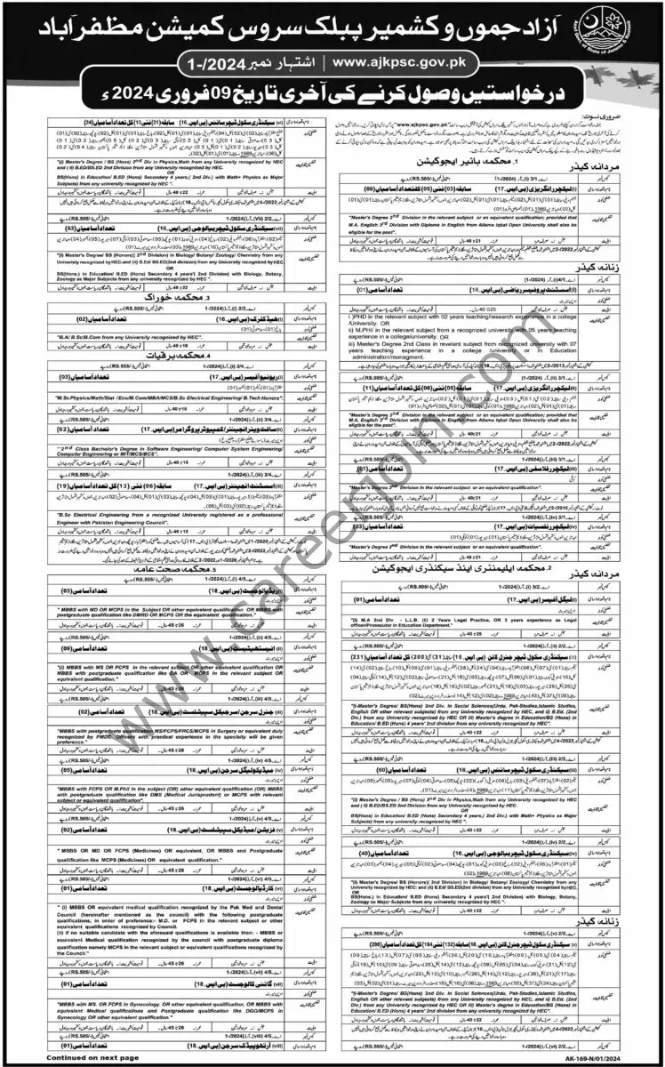 Azad Jammu Kashmir Public Service Commission AJK PSC Jobs 14 January 2024 Dawn 748x1200 1