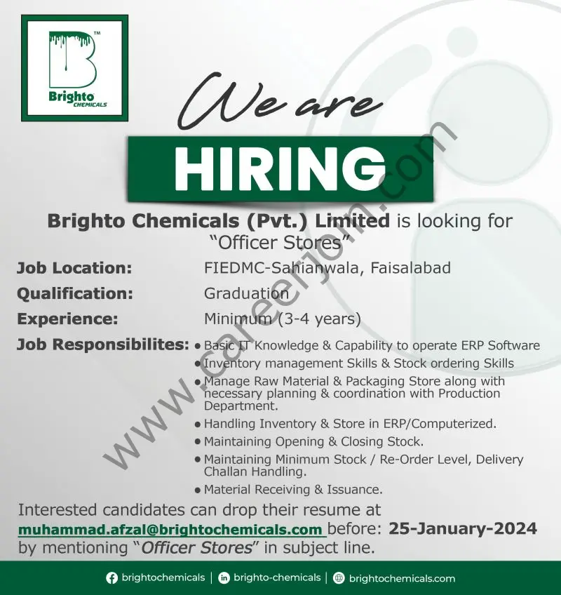 Brighto Chemicals Jobs 18 Jan 2024 1