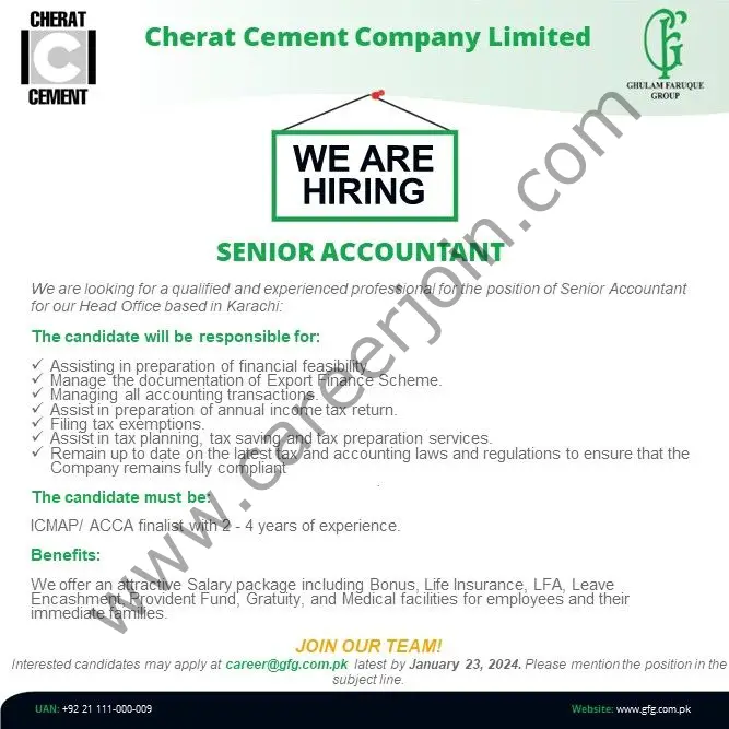 Cherat Cement Co Ltd Jobs 21 January 2024