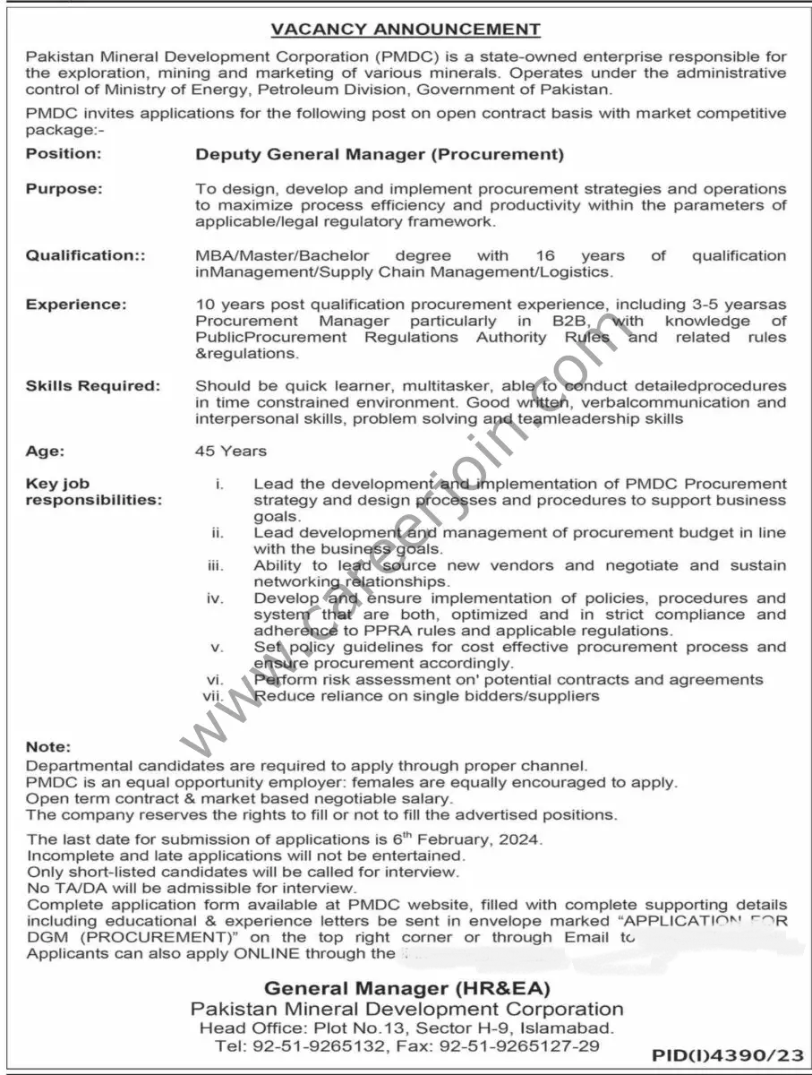 Pakistan Mineral Development Corp PMDC Jobs 21 January 2024 Dawn 907x1200 1
