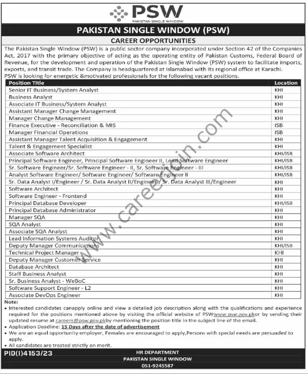 Pakistan Single WIndow PSW Jobs 10 January 2024 Dawn 989x1200 2